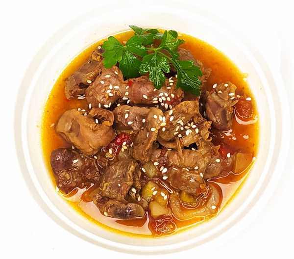 Печень куриная с овощами